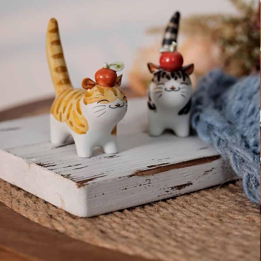 Amazon.co.jp: JAnjiaLxY セラミックねこの置物 かわいい ネコ